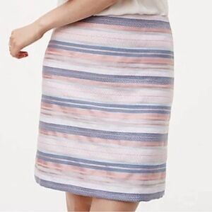 LOFT Striped Pencil Skirt, Woven, Pastel, Size 8